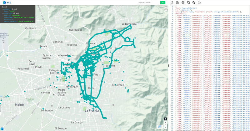 Location Logger output screenshot