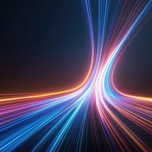 Different colours of light on a black background