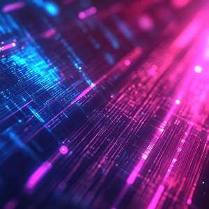 Pink and blue lights on a black background