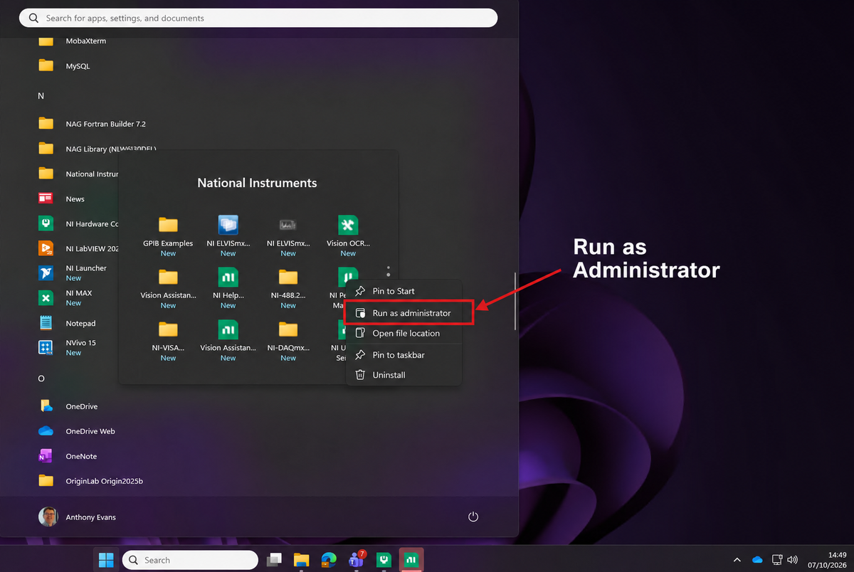 Right Click and Run as Administrator