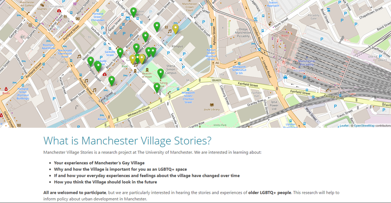 Village Stories - snapshot of home page and interactive map